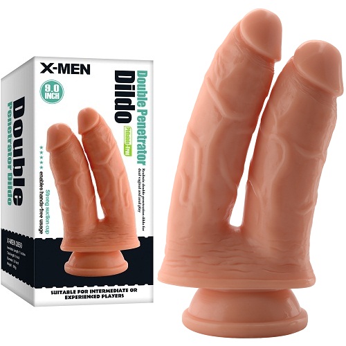 X-MEN dupli dildo boje kože — 22,9 cm, prečnik 5 cm — XMEN2850